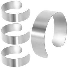WELANE Bracelet Core, 4 PCS Stainless Steel Bangle Blanks for Jewelry Making, Customizing Bangle (16 X 2cm/6.29 X 0.78in)