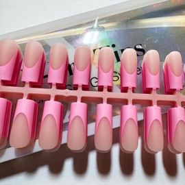 SXC Cosmetics X-Pro Tips French Tip Press on Nails – French Pink Edition (PINK115KIT-M Almond)