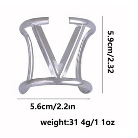 YTDYTD Metal V Cuff Bracelet Women - Hollow Bangle Punk Vintage Silver