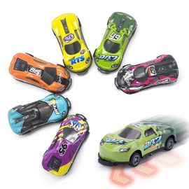 WeddHuis Pack of 6 Stunt Toy Car, 360° Rotating Toy Cars, Jumping Inertia, Alloy Pull Back Catapult, Creativity, Mini Car Models, Game Prices for Children, Boys (Random)