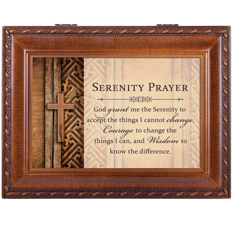 God Grant Me The Serenity Woodgrain Keepsake Music Box Plays