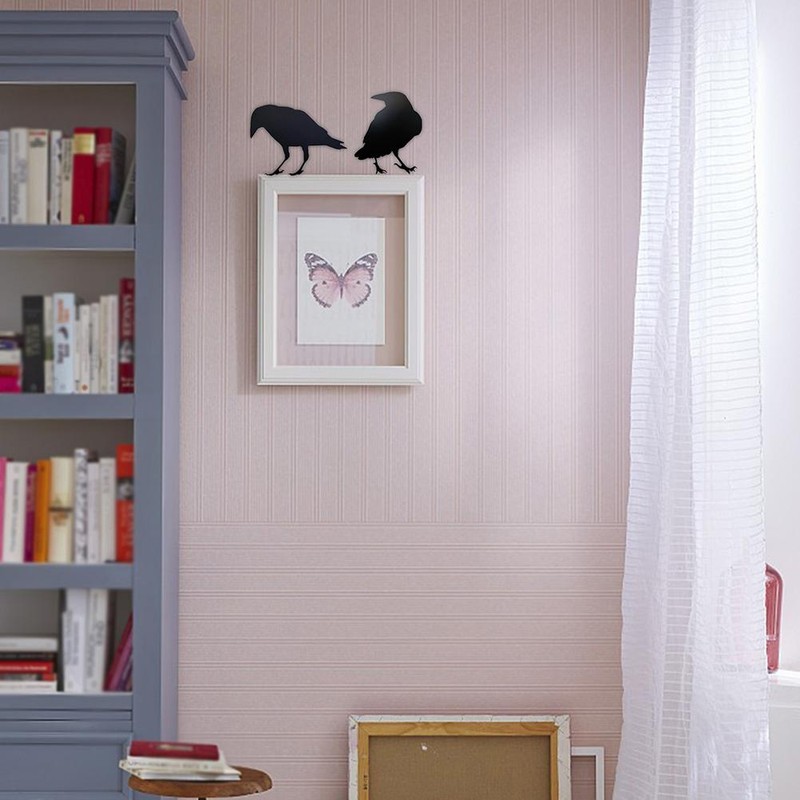 4 Pcs Crow Acrylic Bird Sculpture Bird Silhouette Garden Art