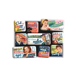 Nostalgic-Art Retro Fridge Magnets, 9 Pieces, Office Fun - Gift Idea for Nostalgia Fans, Magnet Set for Magnetic Board, Vintage Design