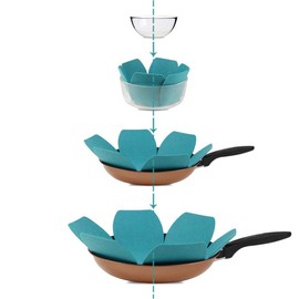 BYKITCHEN Pot and Pan Protectors, Set of 12 and 3 Different Sizes, Larger & Thicker Felt Pan Protector Pads, Cyan Pot Separators Protectors for Stacking and Protecting Your Cookware