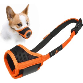 Muzzle for Dogs, Muzzle with Velcro Closure, Soft, Prevents Biting, Safe, Breathable Barking and Chewing, with Adjustable Loop, Breathable Mesh, Orange, L