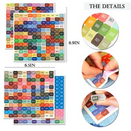 DQDEDIAN Color Number Stickers, 447 Labels for Diamond Painting Storage Box, Rectangle with Number Stickers for Diamond Painting Organizer Case, Multicolor