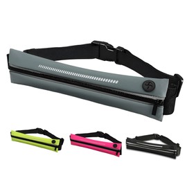 Lightweight Running Belt - Ergonomic Single or Double for Man and Woman - Perfect for running, training, sports (Single, Gray) designed for carrying Phone, Keys & Essentials - For All Cell Phones