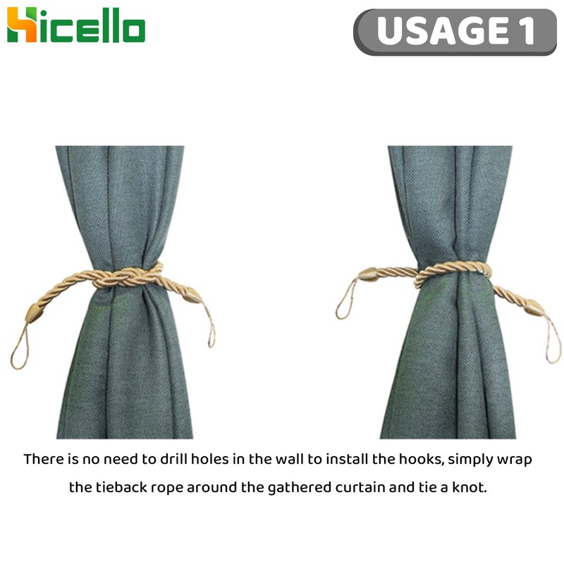 Hicello A Pair 26" Long Twisted Cord Curtain Tie Back