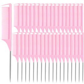 Rat Tail Combs 40 PCS, Hair Parting Combs for Braiding Hair Carbon fiber heat-resistant anti-static, for Styling Hair (Pink)