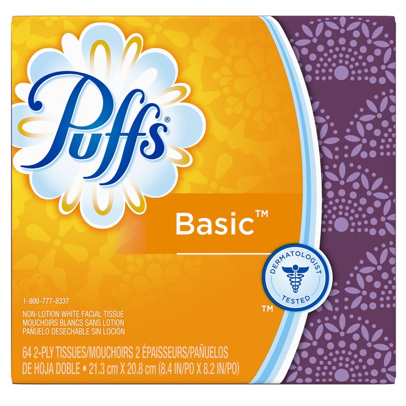 Puffs Basic Facial Tissues; 64 Count; 1 Cube Box (64