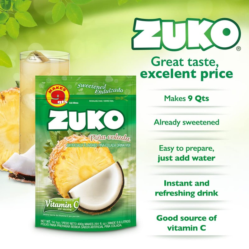 Zuko Pineapple Coconut Instant Powder Drink | Family Pack |