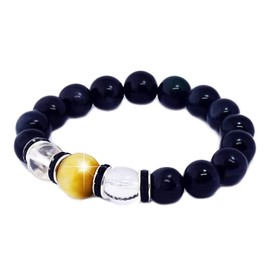 [] Natural Stone Power Stone bracelet 12 mm Ball Blue Tiger Eye Amulet; AMBR – 113 