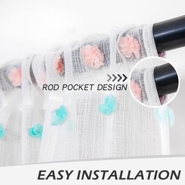 MYSKY HOME 72 Inch Long Pom Pom Sheer Curtains for Boys Bedroom Rainbow Curtains for Baby Nursery Door Curtains for Doorway 2 Panels Light Filtering Rod Pocket Semi Window Drapes 38 x 72 inch