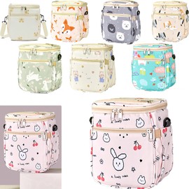 Boxonly Cherry Bunny Kids Bike Basket - 8" x 5" Front Handlebar Bag for Children's Bicycle, Scooter Accessory