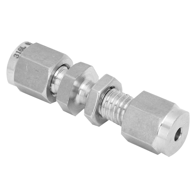 2Pcs Compression Bulkhead 316 Stainless Steel Double Ferrule Fitting Connector