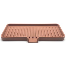 Happitasa Silicone Soap Dish Tray and Sponge Holder with Drain Chute | Bathroom and Kitchen Sink Organizer Caddy (Mocha, 9"x3.5", 5.6 Ounces)