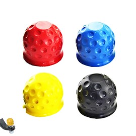 4 PCS Tow Bar Cover, Tow Ball Cover, Towball Cover, Soft Rubber Tow Bar Covers, Trailer Hitch Ball Head Protection, Red Blue Black Yellow, Protecting Tow Ball from Dust and Scratches