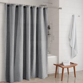 LANE LINEN Black Shower Curtain – 72"x72" Thick Waffle Fabric Shower Curtains for Bathroom, Heavy Duty, Quick Dry, Easy to Install, Washable Shower Curtain, Luxury Hotel Quality – Black