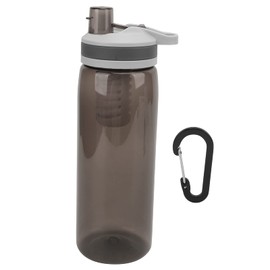 QANYEGN Filtered Water Bottle, Water Purifier Bottle, 770ml Portable Outdoor Water Purifier with Carabiner for Camping Hiking Emergency (Black)
