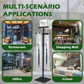 Montex Umbrella Bag Stand, Umbrella Holder Stand with Free 200 Disposable Large Plastic Umbrella Bags, Wet Umbrella Bags Stand, Black