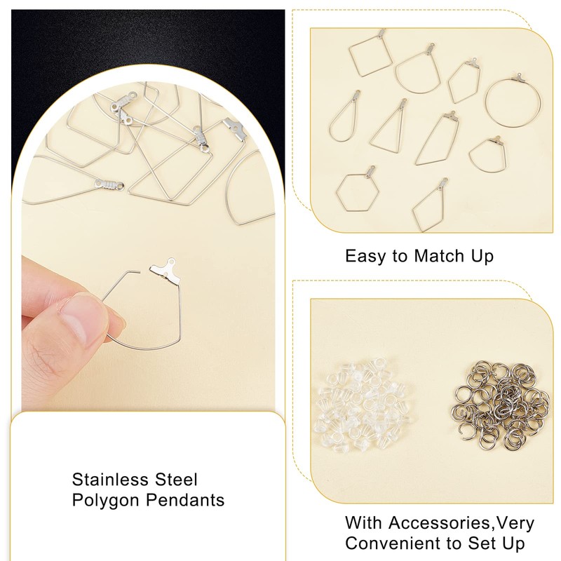 DICOSMETIC 72 Pieces 11 Styles Stainless Steel Geometric Earring Hooks
