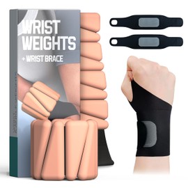 Wrist Weights, Ankle Weights for Women Men, With Wrist Brace，Silicone Wrist Weighted Bracelets - Adjustable Leg & Arm Weights,Ankle Weights for Workout, Running, Yoga, Swimming，2 Lbs(1Lbs Each) (Peach Pink)