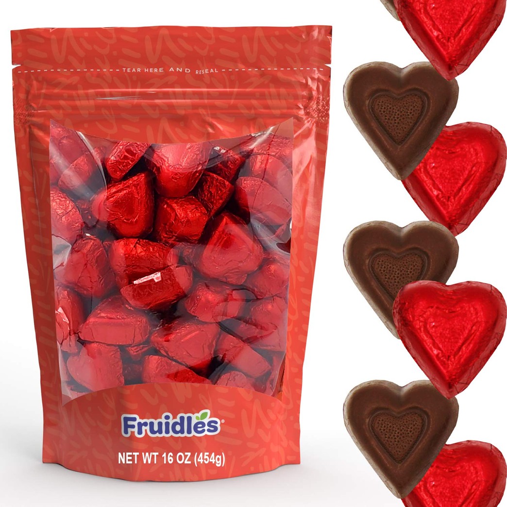Valentine's Day Milk Chocolate Hearts, Party Bag Fillers, Individually Wrapped Foils, Kosher Certified (40 Ct. (1 Pounds))