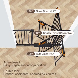 owlie Small Narrow Baby Gate for Stairs Doorways Hallways 23.6-27.6 Inch Wide Pressure Mounted Baby Gate Walk Through Child Gates Toddler Dogs Pet Indoor Stairway Doorway Black (30.5'' Tall)