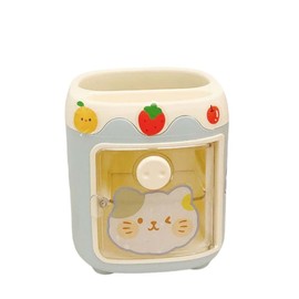 MLAFE Kawaii pig pen holder cute cosmetic storage bucket Kawaii multifunctional storage bucket cute desktop stationery bucket (Blue)