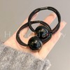 Herbeluemily Hair Rubber Black Hair Rubber Pearl Metal Ball Set
