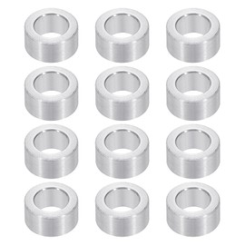 PATIKIL M6 Aluminum Spacers, 12pcs 1/4" x 3/8" Round Metal Spacers for 1/4 or M6 Screw Bolts, Unthreaded Standoff Bushing 3/16"L, 6.2x10x5mm