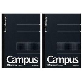 KOKUYO Cuaderno campus, tipo de negocio, cuadrícula de 0.197 in, semi-B5, 40 hojas, cubierta negra, paquete de 2, importación de Japón (NO-4S5-D)