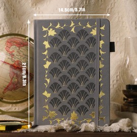 TIEFOSSI Bullet Dot Journal, Vintage Notebook for Women and Men, 160 g/m², 192 Premium Pages, A5 Hardcover Notebook as a Gift, for Daily Writing in Travel Agency