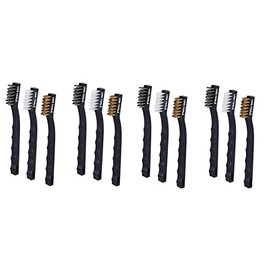 12 Mini Cepillos Cerdas De Alambre, Acero Y Nylon 18cm