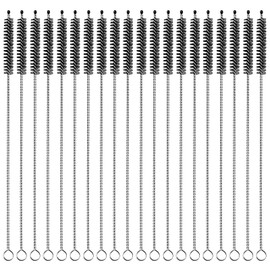 DFsucces Straw Brush, Bottle Brush, Ultra-fine Nylon, Stainless Steel, Cleans Even the Inside of Thin Straws for Hygiene (200mm - 20 pcs Set/Black)
