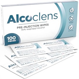 Alcoclens Pre-Injection Alcohol Wipes/Swabs Box of 100 Sachets