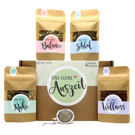 OWLBOOK® Tea Gift Set Time Out for Recreation & Relaxation | Tea Gifts for Women | Tea Gifts for Men Gift Set Women | Tea Box A Little Time Out with 4 Types of Tea and Tea Infuser