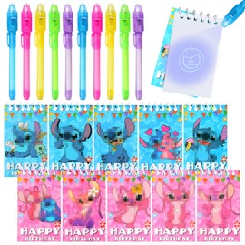 UV Pen and Stitch Notebook Set, 20 Pieces Stitch Party Bags Children's Birthday Party Favours, Stitch Party Bag Set, Advent Calendar and Small Gifts for Children, Stitch Birthday Decoration