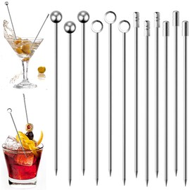 Cocktail Picks Hors D'oeuvres Pins Set of 12 Cocktail Sticks Stainless Steel Cocktail Decorations Fruit Sticks Luxury Decorative Design Reusable Pastry Fruit Decoration Wedding Party Commercial 4