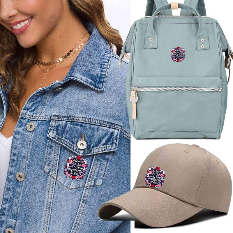 Flower Feminism Patches, 2Pcs Behind Every Successful Woman is Herself
