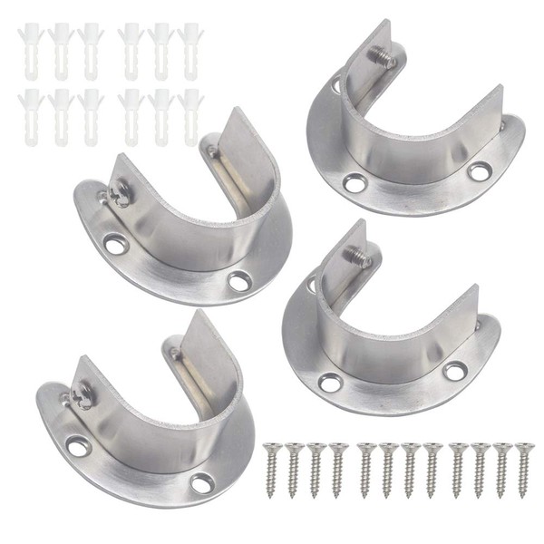 ZipSeven 1-5/16 Shower Closet Rod Holder Set U Shaped Hanging