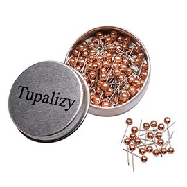 Tupalizy 1/8 Inch Diameter Small Decorative Map Tacks Plastic Head Push Pins with Steel Point, 100PCS (Rose Gold)