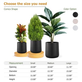 KUTE NEST Conico 14" H Fiberstone Medium Plant Pot, Planter Pot with Drainage Hole, Planters for Indoor and Outdoor Use, 5 Year Guarantee