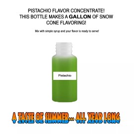 Summer Snow Entertainment PISTACHIO MIX SNOW CONE/SHAVED ICE FLAVOR CONCENTRATE MAKES 1 GALLON