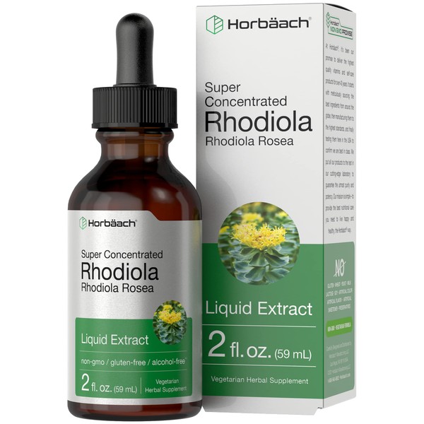 Rhodiola Rosea Tincture | 2 fl oz | Alcohol Free Extract | Super Concentrated Rhodiola Root Liquid Supplement | Vegetarian, Non-GMO, Gluten Free | by Horbaach