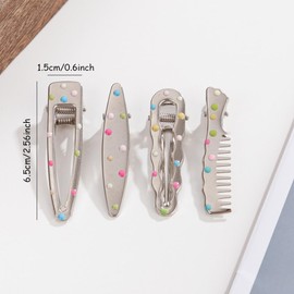 12PCS Y2k Colorful Polka Dot Hair Clips for Women Girls, No Slip Kawaii Cute Metal Star Barrettes Hair Accessories for Thin Thick Curly Hair