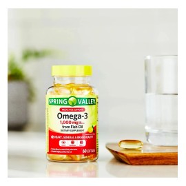 Omega 3 1000 mg Spring Valley 60 cápsulas blandas con sabor a limón de EE. UU.
