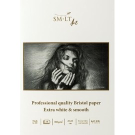 SM.LT Bristol PS-10(308) ST/PRO Notepad Extra White and Smooth Format 20 x 28 cm Consisting of 10 Sheets 308 g/m²