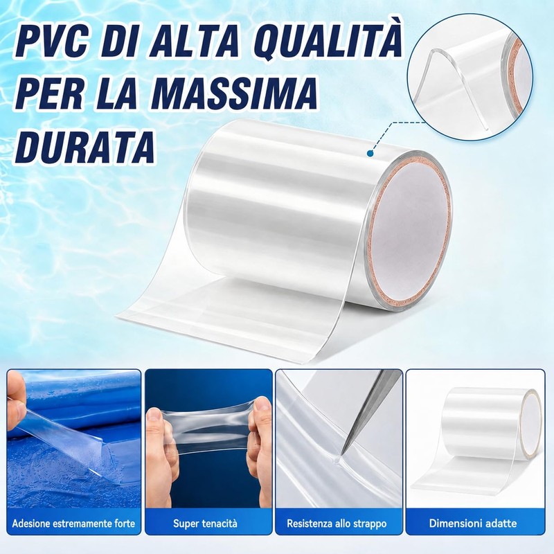 HuakChai Kit Riparazione Piscina, Nastro Impermeabile Subacqueo, Set di Toppe