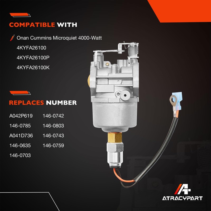 Carburetor Compatible with Onan Cummins Microquiet 4000 Watt 4KYFA26100 Generators,Onan